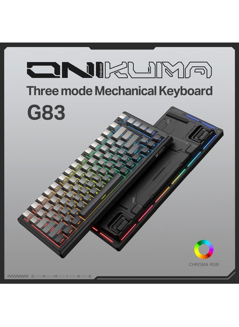 onikuma G83 Wireless Gaming Keyboards, Gasket Mechanical Keyboard, 8000mAh Tri-Mode BT5.0/2.4GHz/USB-C ｜75% Hot Swappable Custom Keyboard｜RGB Backlit｜Pre-lubed Reaper Switches｜Side Printed PBT Keycaps - Image 3
