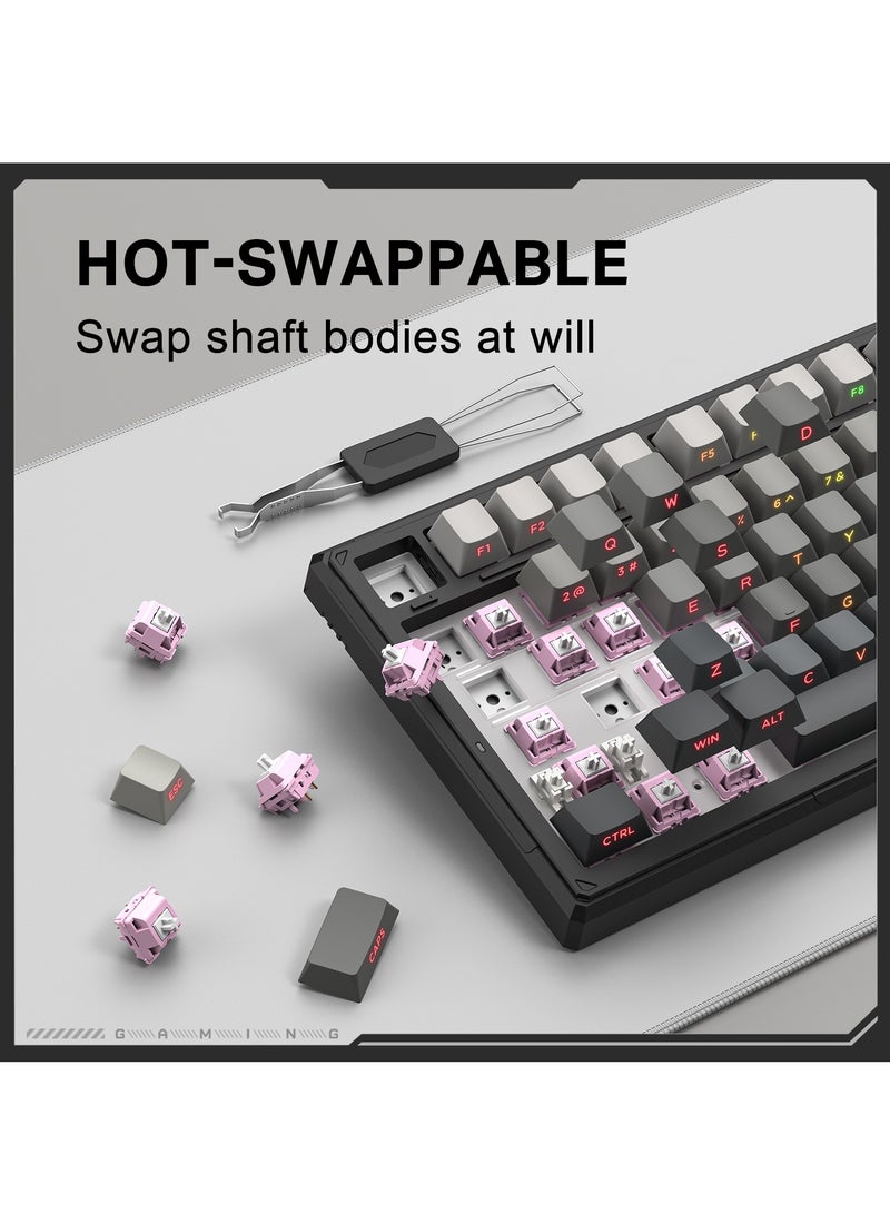 onikuma G83 Wireless Gaming Keyboards, Gasket Mechanical Keyboard, 8000mAh Tri-Mode BT5.0/2.4GHz/USB-C ｜75% Hot Swappable Custom Keyboard｜RGB Backlit｜Pre-lubed Reaper Switches｜Side Printed PBT Keycaps - Image 4