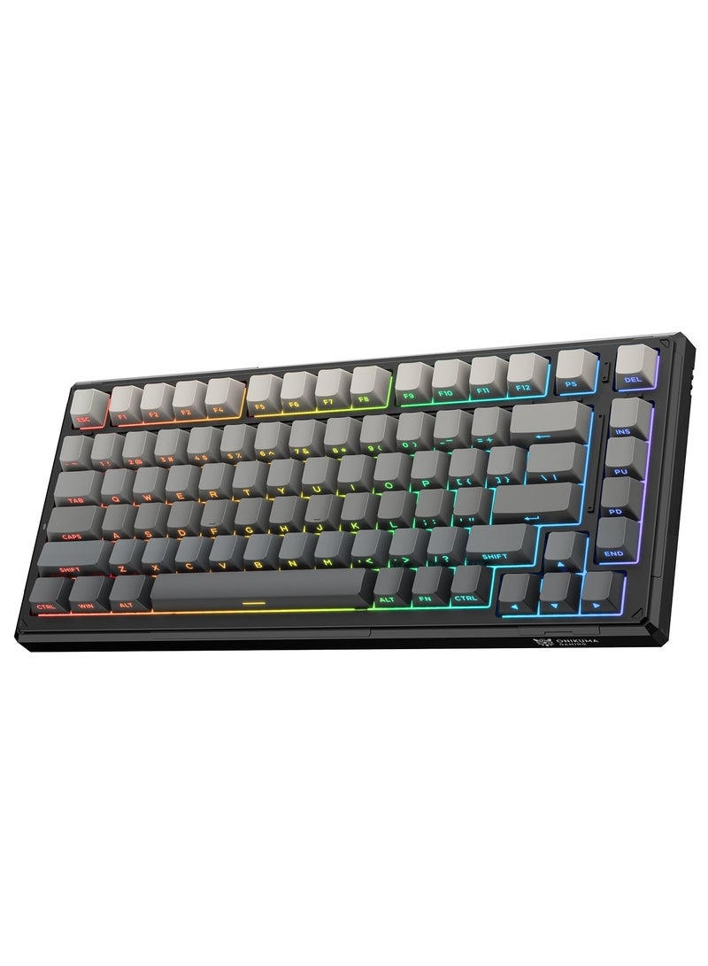onikuma G83 Wireless Gaming Keyboards, Gasket Mechanical Keyboard, 8000mAh Tri-Mode BT5.0/2.4GHz/USB-C ｜75% Hot Swappable Custom Keyboard｜RGB Backlit｜Pre-lubed Reaper Switches｜Side Printed PBT Keycaps - Image 1