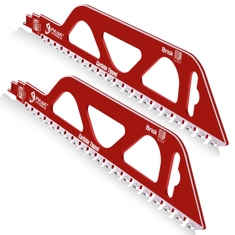 PAYA TOOLS Demolition Masonry Reciprocating Saw Blade, Carbide Blades for Cutting Aerated Concrete and Hollow Brick 305mm/12-Inch, 2TPI (2-Pack) - Image 1