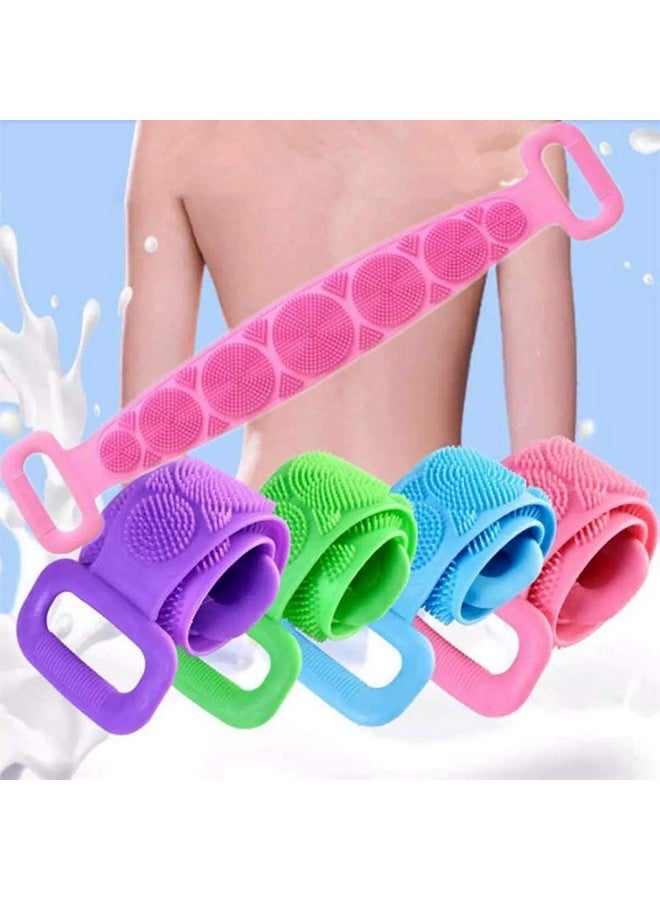 DISONE Double Sided Silicone Body Back Scrubber Bathing Brush For Deep Skin Cleaning Massage Dead Skin Removal Exfoliating Belt For Shower (Multi Color, Pack of 1) - Image 1