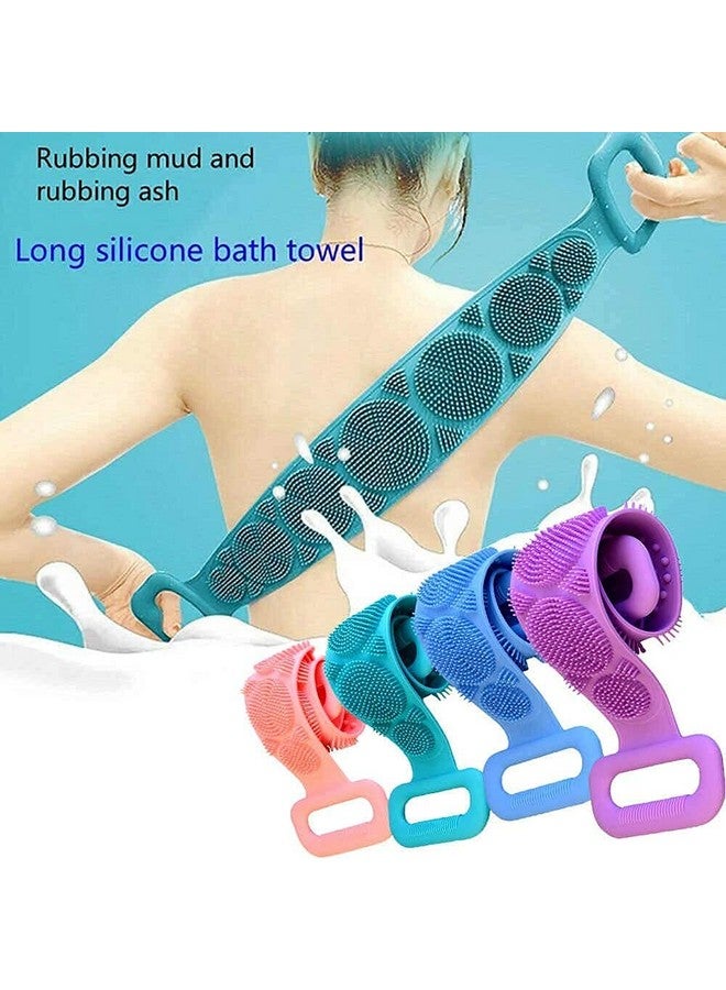 DISONE Double Sided Silicone Body Back Scrubber Bathing Brush For Deep Skin Cleaning Massage Dead Skin Removal Exfoliating Belt For Shower (Multi Color, Pack of 1) - Image 3