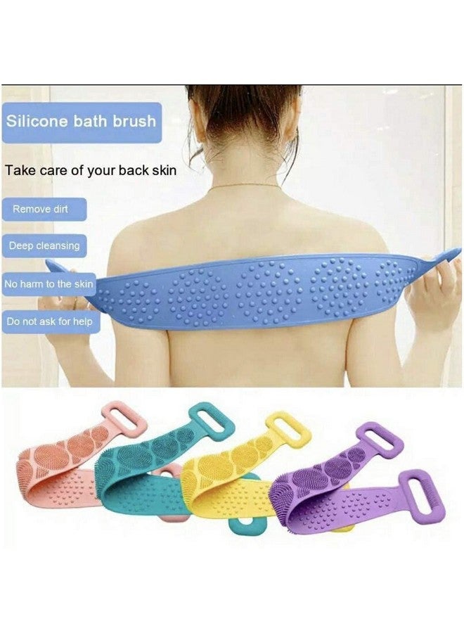 DISONE Double Sided Silicone Body Back Scrubber Bathing Brush For Deep Skin Cleaning Massage Dead Skin Removal Exfoliating Belt For Shower (Multi Color, Pack of 1) - Image 2