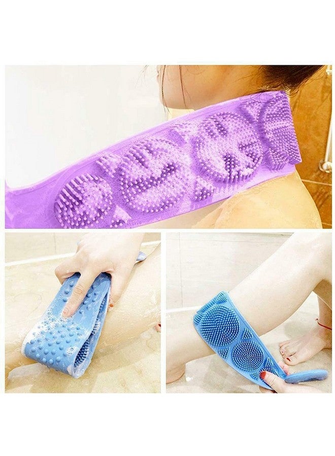 DISONE Double Sided Silicone Body Back Scrubber Bathing Brush For Deep Skin Cleaning Massage Dead Skin Removal Exfoliating Belt For Shower (Multi Color, Pack of 1) - Image 4