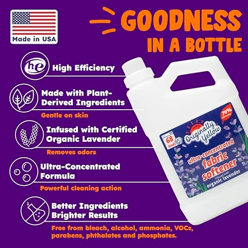 Originally Yellow Plant Based Fabric Softener | Ultra-Concentrated Laundry Softener Infused with Organic Lavender | High-Efficiency Plant Liquid Fabric Softener Helps Remove Static & Wrinkles | 34 Oz - Image 2