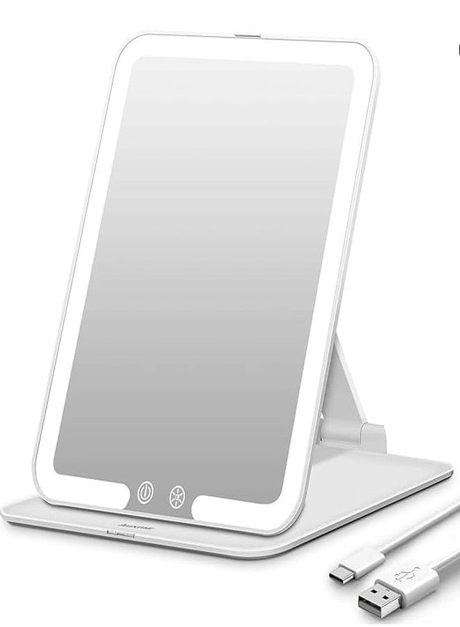 Rechargeable Travel Makeup Mirror with Lights Compact Slim Vanity with Lights 3 Lighting Modes Dimmable Touch Screen