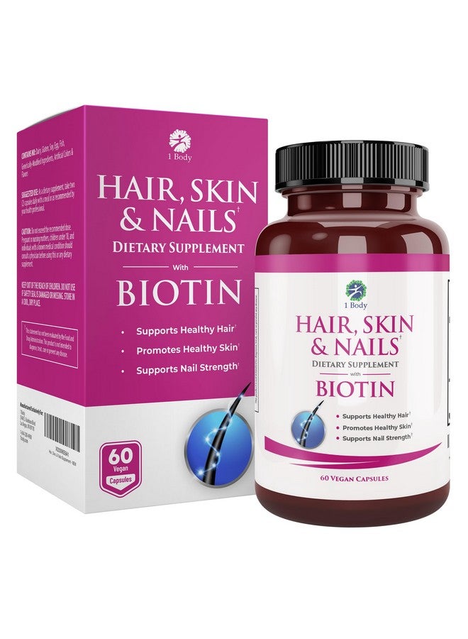 1 Body فيتامينات للشعر والبشرة والأظافر تحتوي كل زجاجة على البيوتين لجعل شعرك ينمو وبشرتك تتألق مع 25 فيتامينًا آخر لنمو الأظافر والعناية بالبشرة تركيبة مكملات الفيتامينات للرجال والنساء - Image 2