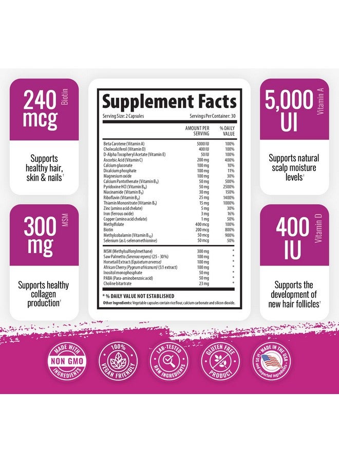 1 Body فيتامينات للشعر والبشرة والأظافر تحتوي كل زجاجة على البيوتين لجعل شعرك ينمو وبشرتك تتألق مع 25 فيتامينًا آخر لنمو الأظافر والعناية بالبشرة تركيبة مكملات الفيتامينات للرجال والنساء - Image 3