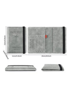 Y&D Passport Holder Cover Travel Wallet Organiser, Case with RFID Blocking, PU Leather Document for Men&Women Accessories (Gray)  - Image 3