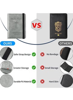Y&D Passport Holder Cover Travel Wallet Organiser, Case with RFID Blocking, PU Leather Document for Men&Women Accessories (Gray)  - Image 5