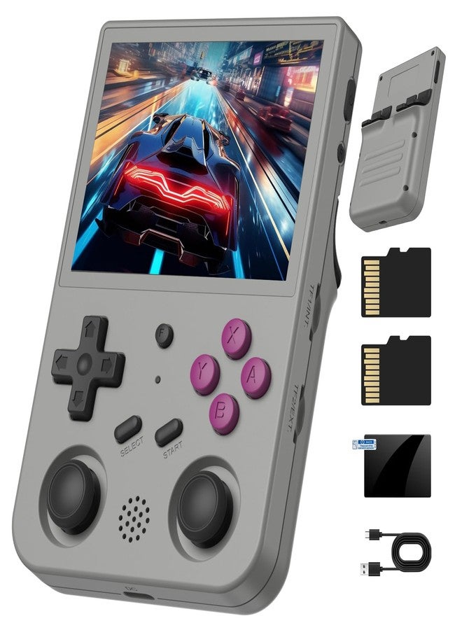 GiipGoop RG353VS Retro Gaming Console Handheld Game Console Linux System, 3.5 Inch IPS Screen Protector 64G TF Card, Preload 4452 Games RK3566 64bit Gaming Console 5G WiFi/4.2 Bluetooth (Gray), Grey - Image 1