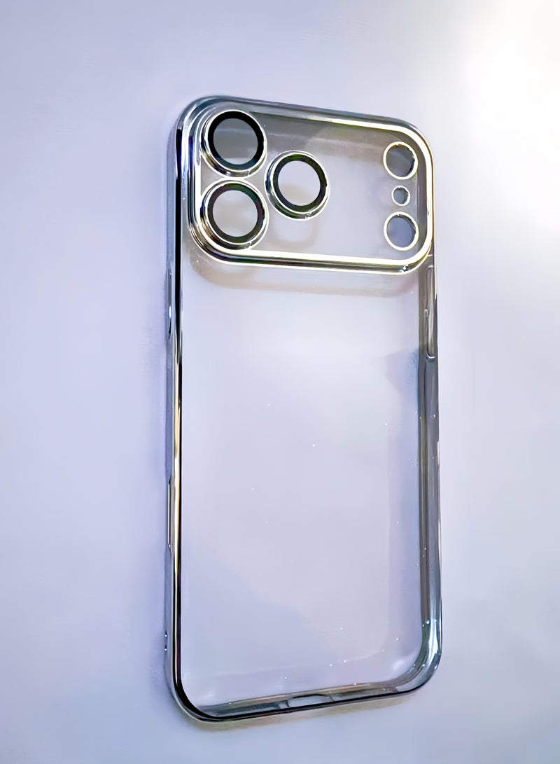 Clear Glitter Case for iPhone 17 Pro,Cute Luxury Bling Sparkly Diamond Rhinestone with Camera Lens Protector TPU Plating Bumper Slim Transparent Women Girls Case for iPhone 17 Pro 6.3",Silver - Image 1