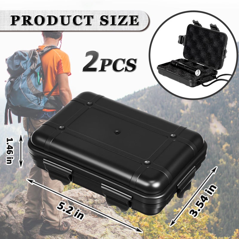 Relaxweex 2 Pcs Shockproof Small Hard Case with Foam Insert â€“ 5.2 x 3.54 x 1.46 Tiny Storage Box, Secure Closure & Easy to Carry for Travel & Adventures(Black) - Image 2