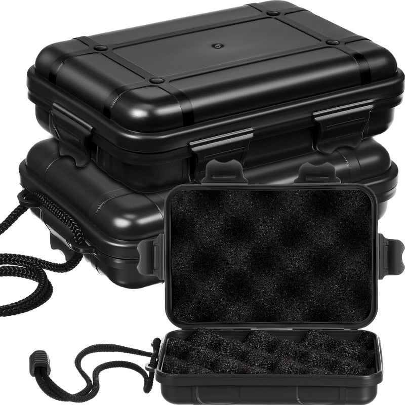 Relaxweex 2 Pcs Shockproof Small Hard Case with Foam Insert â€“ 5.2 x 3.54 x 1.46 Tiny Storage Box, Secure Closure & Easy to Carry for Travel & Adventures(Black) - Image 1