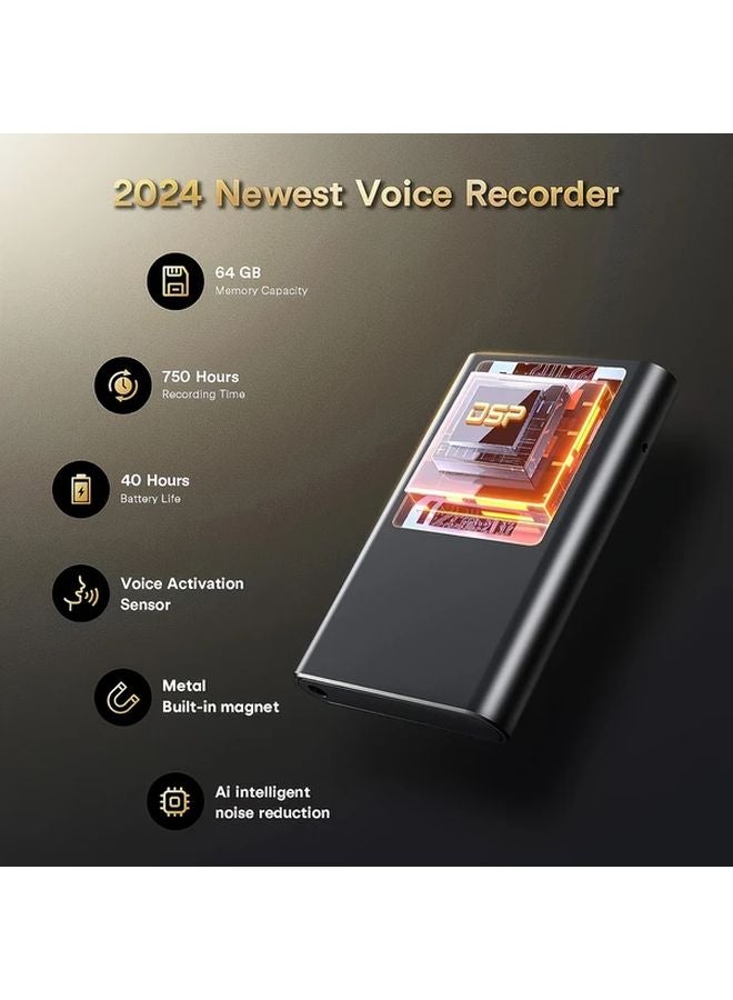 64GB Digital Voice Recorder AI Noise Reduction 750 Hours Recording MP3 Player - Image 5