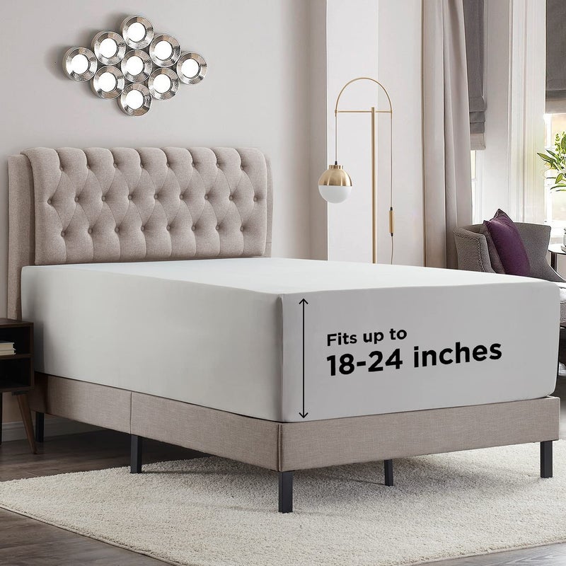 Empyrean Extra Deep Pocket King Fitted Sheet King Size Soft Microfiber 110 GSM Light Grey