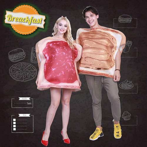 EraSpooky Couples Peanut Butter and Jelly Costume Halloween Party Funny Food Fancy Dress - Image 2