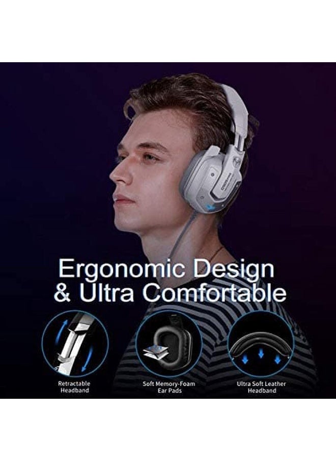 Somic - SOMIC G909PRO 7.1 Virtual Surround Sound USB Gaming Headset Over Ear Bass Headphone for PS4,PC with Mic,Volume Control,LED(white) - Image 1