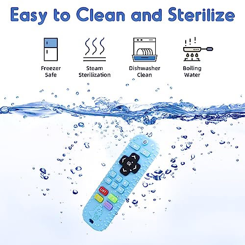 AiTuiTui Teething Baby Toys 3-6 Months, Soft Silicone Remote Control Teethers Toys for Babies 6 to 12 Months, Teething Infant Chew Set for Newborn Boys Girls Baby Shower Gifts, Blue - Image 4