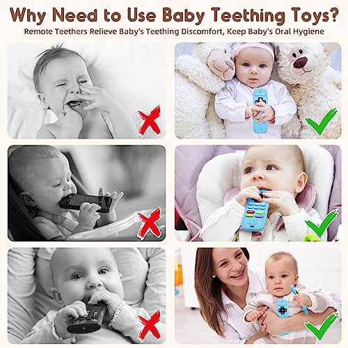 AiTuiTui Teething Baby Toys 3-6 Months, Soft Silicone Remote Control Teethers Toys for Babies 6 to 12 Months, Teething Infant Chew Set for Newborn Boys Girls Baby Shower Gifts, Blue - Image 5