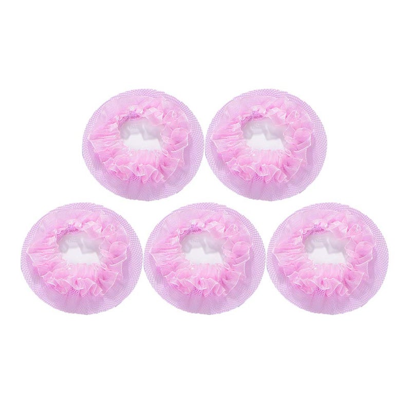 Lurrose 5pcs Invisible Hair Nets Mesh Women Girls Hair Ornaments Elastic Bun Cover for For Ballet Dance Skating Pink