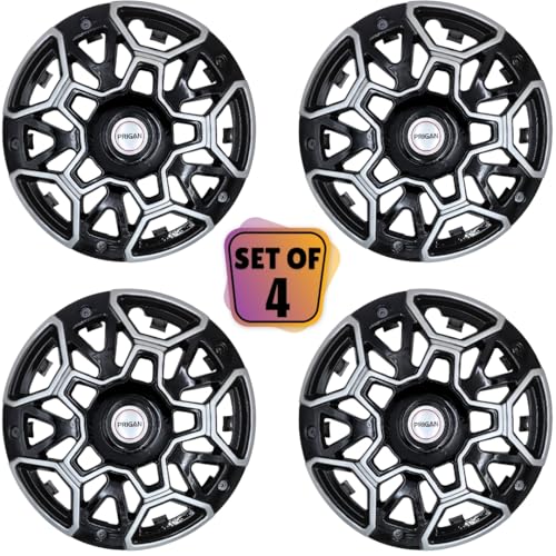 PRIGAN 16 Inch Universal Wheel Cover Black Silver Color Wheel Cap for All 16 Inch Cars (Set of 4 Pcs) (Press Fitting) Model Name- Gravity Black Silver 16 - Image 2
