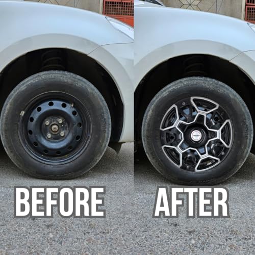PRIGAN 16 Inch Universal Wheel Cover Black Silver Color Wheel Cap for All 16 Inch Cars (Set of 4 Pcs) (Press Fitting) Model Name- Gravity Black Silver 16 - Image 3