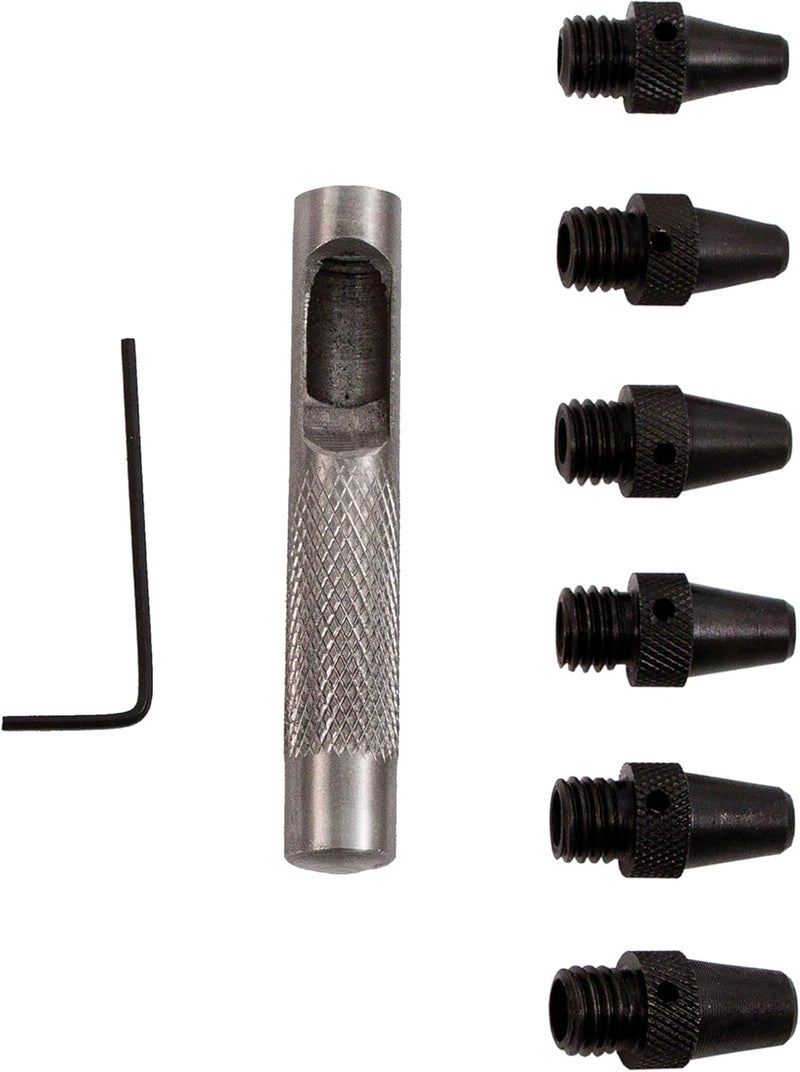 Realeather T3004 Maxi Leather Punch Set for Crafting 6 Sizes from 316  515 BlackSilver 6Piece Set - Image 2