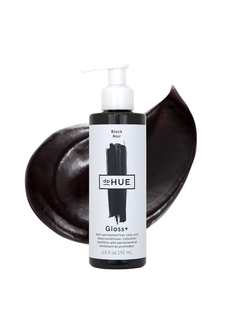 dpHUE - dpHUE Gloss+, Black - 6.5 oz (8-12 Applications) - Semi-Permanent Hair Color & Conditioner - Lasts Up to Eight Washes - Paraben, SLS & SLES Sulfate Free - Vegan, Leaping Bunny Certified - Image 1