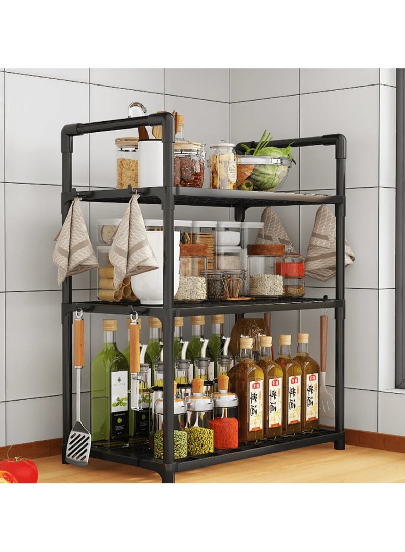 BestStore 3-Tier Storage Shelf Organizer for Kitchen Bathroom Shelves Garage Home Pantry Closet Office Multi Rack Stand Units with Hooks and Handle for Jar and Bottles  - Image 1
