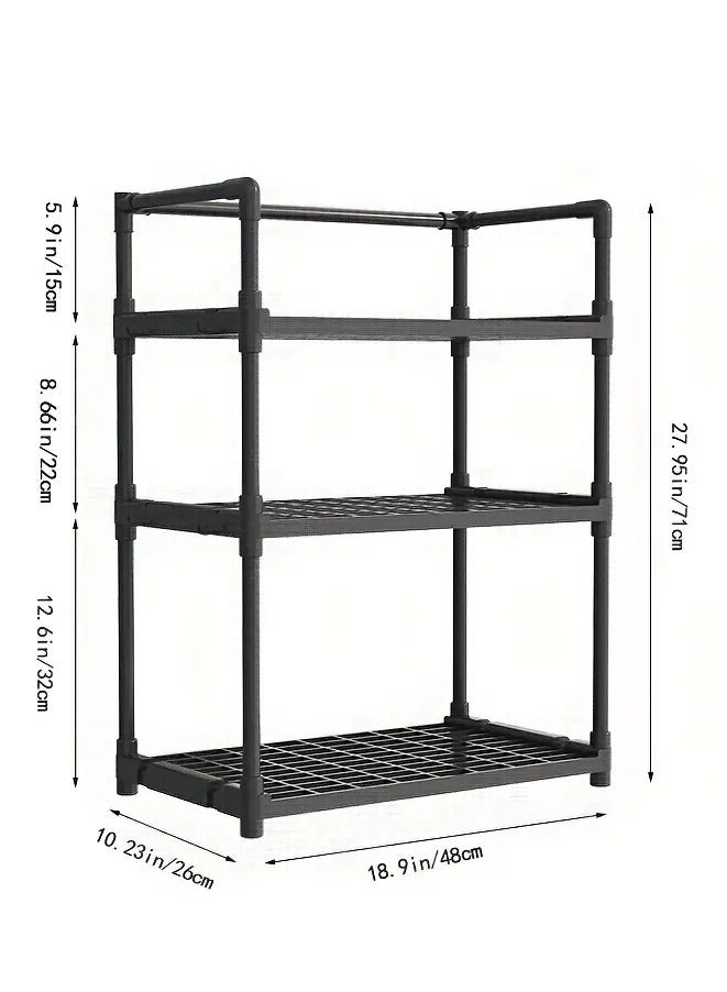 BestStore 3-Tier Storage Shelf Organizer for Kitchen Bathroom Shelves Garage Home Pantry Closet Office Multi Rack Stand Units with Hooks and Handle for Jar and Bottles  - Image 4