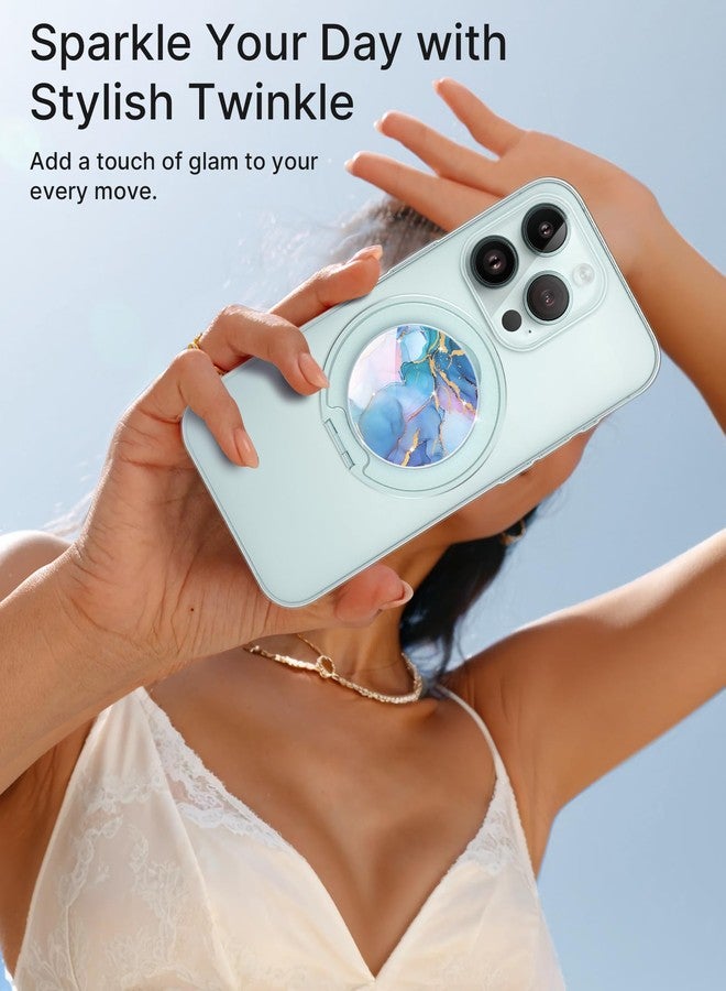 Typecase Magnetic Phone Grip Holder: Adjustable Finger Ring Kickstand - Adapter Ring Included - Phone Grips for Back Compatible with iPhone Android Kindle Accessories - Blue Marble - Image 2