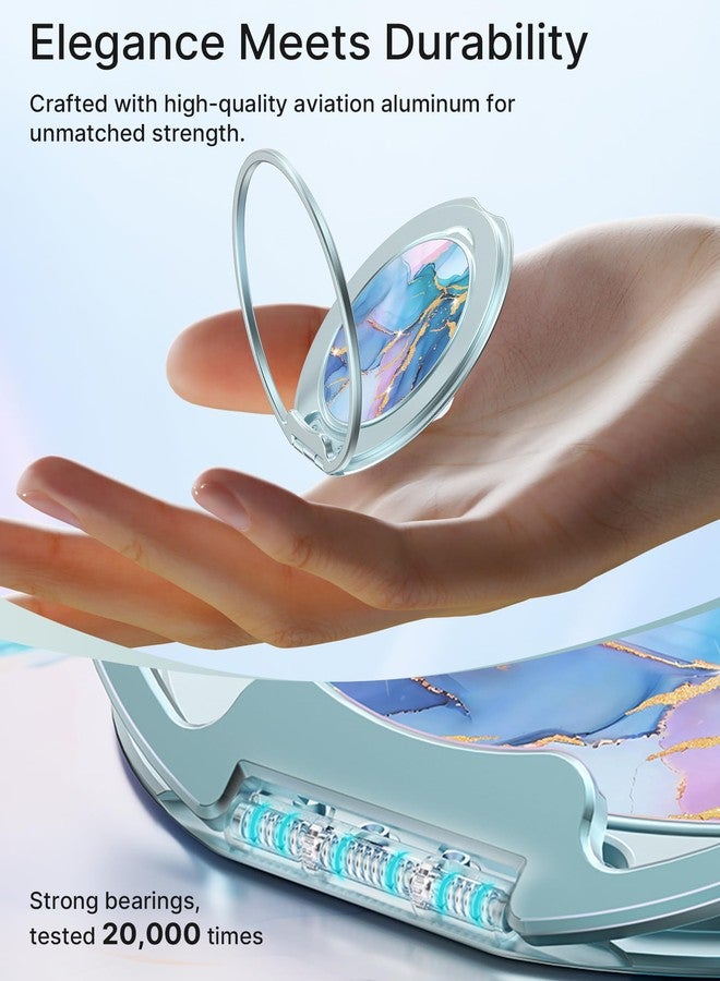 Typecase Magnetic Phone Grip Holder: Adjustable Finger Ring Kickstand - Adapter Ring Included - Phone Grips for Back Compatible with iPhone Android Kindle Accessories - Blue Marble - Image 3