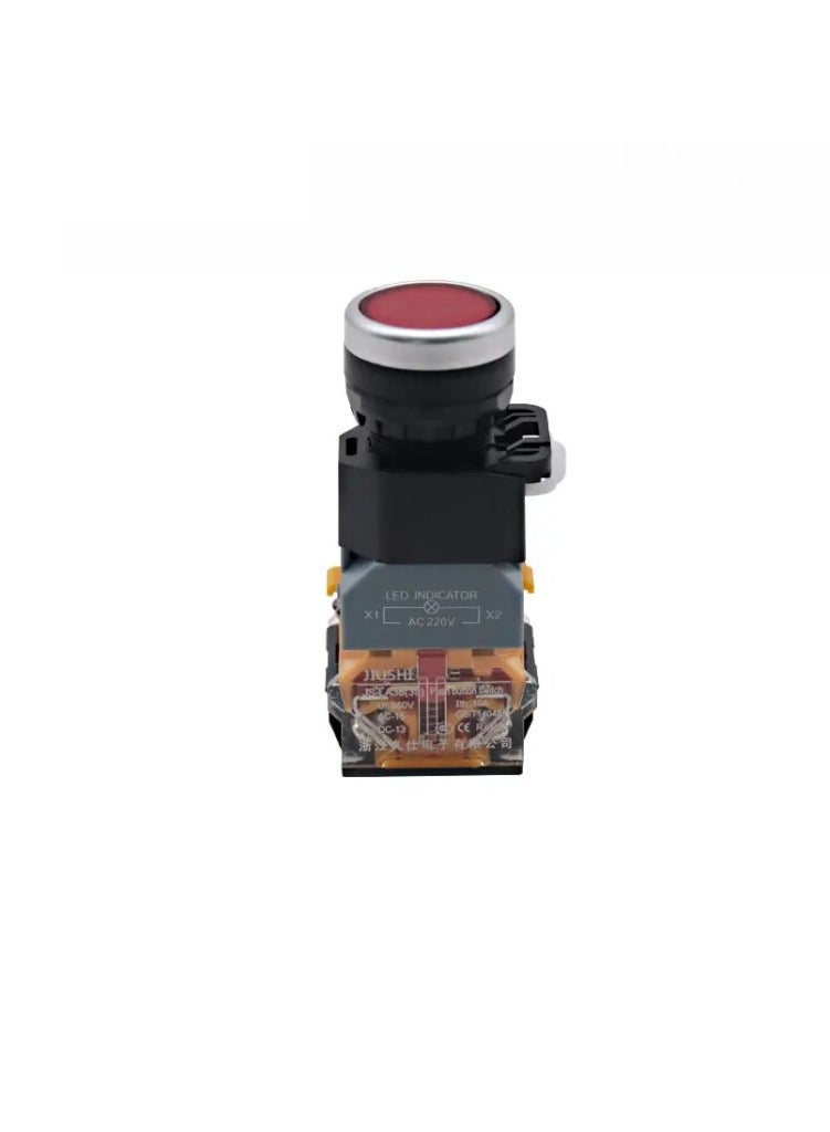 KNP KNP LA38-11D 220V RED is an industrial grade push button switch designed for high performance control and signaling in electrical circuits The red color signifies stop or emergency functions ensuring safety and clear indication in control systems.  - Image 1