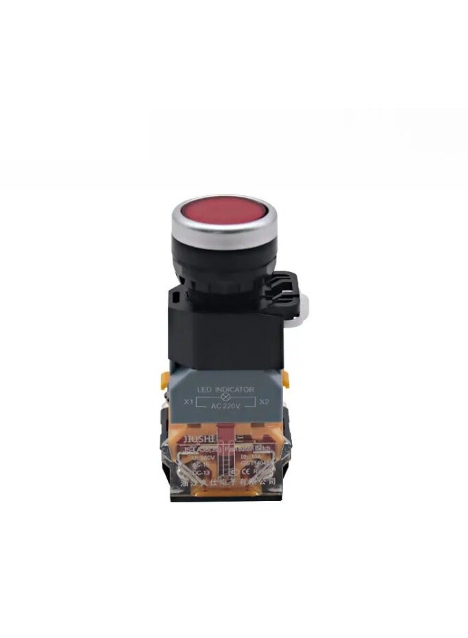 KNP KNP LA38-11D 220V RED is an industrial grade push button switch designed for high performance control and signaling in electrical circuits The red color signifies stop or emergency functions ensuring safety and clear indication in control systems.  - Image 2