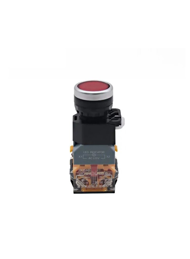KNP KNP LA38-11D 220V RED is an industrial grade push button switch designed for high performance control and signaling in electrical circuits The red color signifies stop or emergency functions ensuring safety and clear indication in control systems.  - Image 3