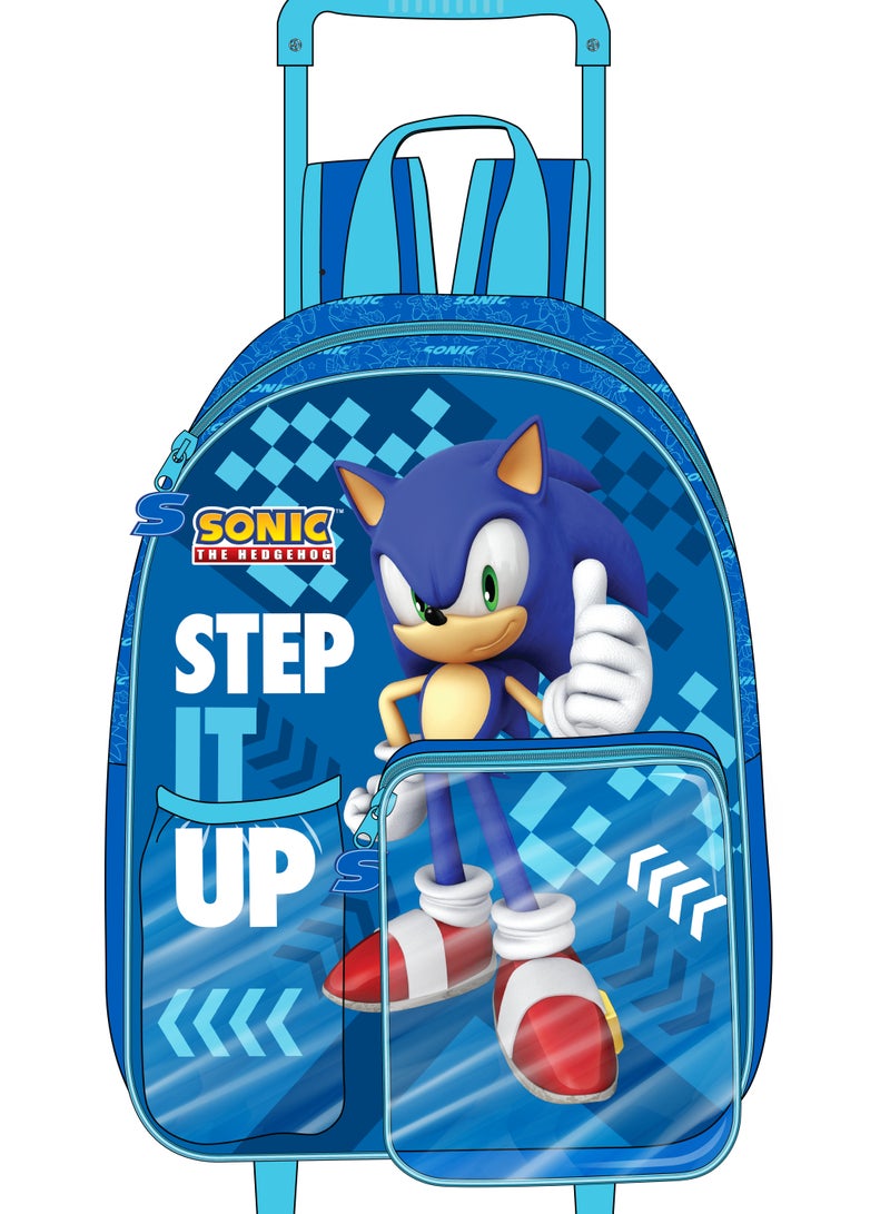 Sega Sonic Prime 3-Piece School Set – 14" Backbag pack, Lunch Box & Water Bottle – Blue Cartoon Design for Boys – Official Licensed SEGA Product - Image 1
