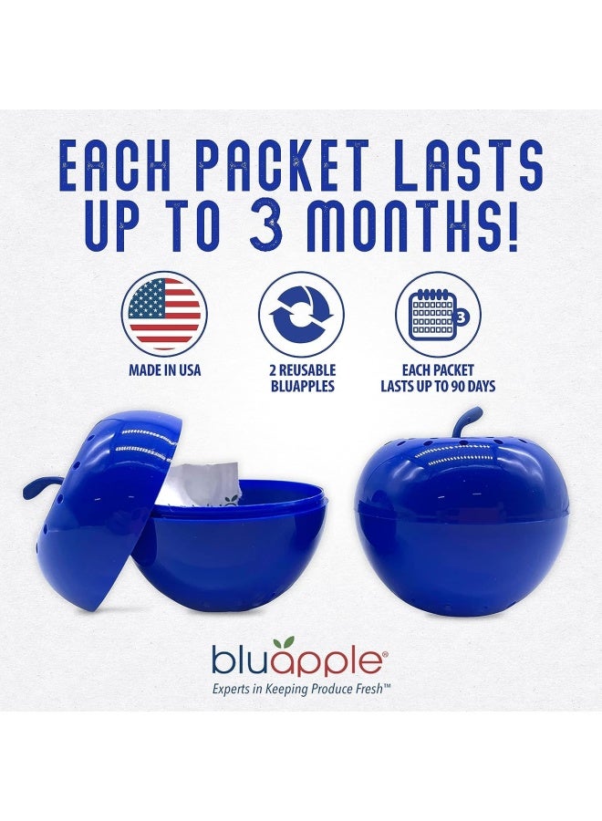 Bluapple Produce Saver Ethylene Gas Absorber 2Pack Keeps Fruits Vegetables Fresh Longer in Refrigerator Crisper Shelves Fruit Bowls Lasts up to 3 Months Produce Storage BPA Free USA Made - Image 3