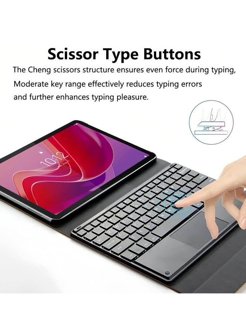 عام "غطاء لوحة مفاتيح عربي/إنجليزي لـ Lenovo Tab M11 11 بوصة 2024 - مع لوحة مفاتيح لاسلكية قابلة للفصل ولوحة لمس وفأرة بلوتوث، غطاء جلدي" - Image 4