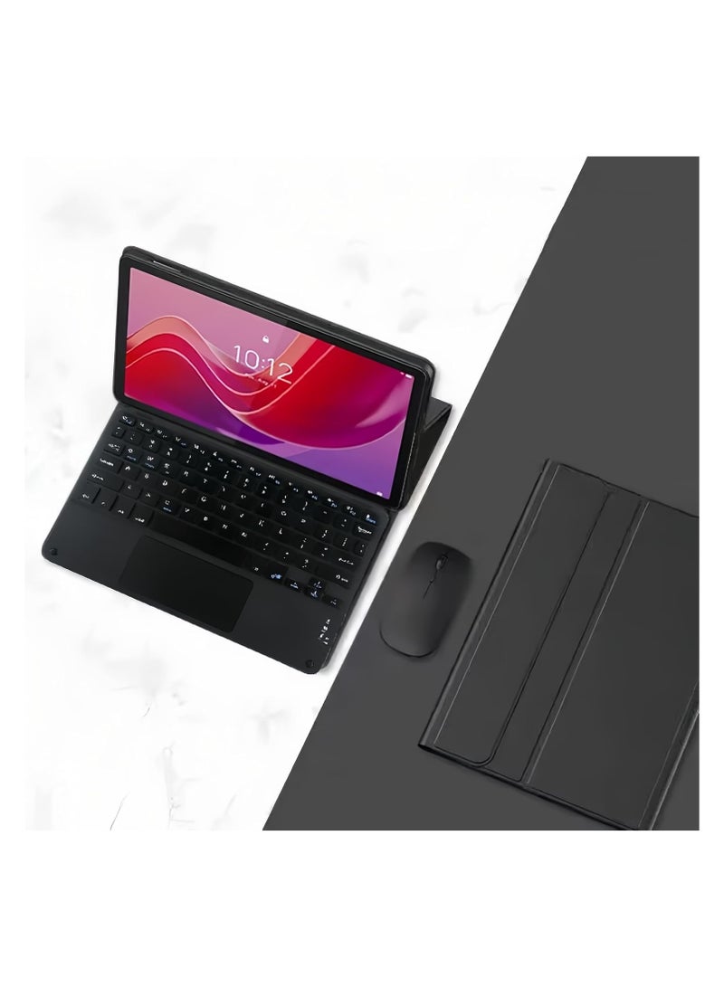 عام "غطاء لوحة مفاتيح عربي/إنجليزي لـ Lenovo Tab M11 11 بوصة 2024 - مع لوحة مفاتيح لاسلكية قابلة للفصل ولوحة لمس وفأرة بلوتوث، غطاء جلدي" - Image 1