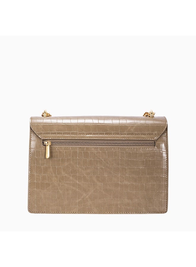 David Jones luxury faux leather cross body and shoulder bag with flap- crocodile print with lock dual metal and leather strap bag in model cm7801 for all fancy dinners and meetings - Image 4