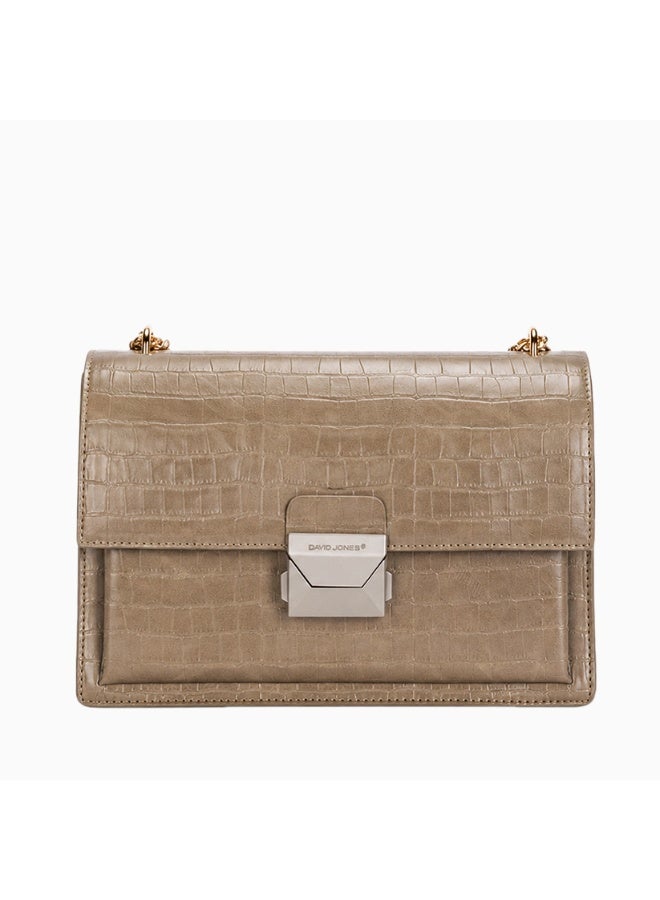 David Jones luxury faux leather cross body and shoulder bag with flap- crocodile print with lock dual metal and leather strap bag in model cm7801 for all fancy dinners and meetings - Image 3