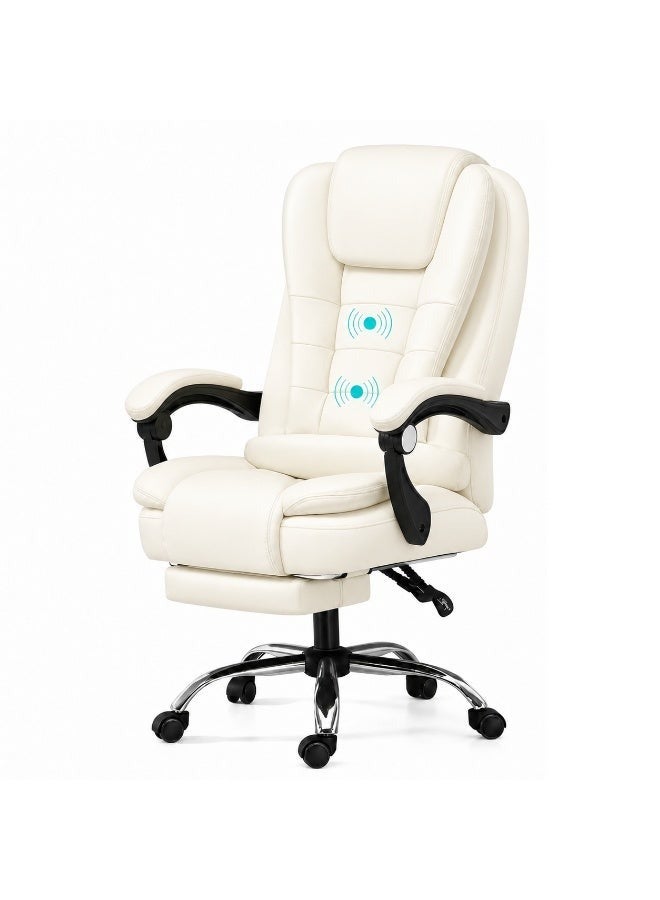 FUOE Executive Ergonomic Cloud Office Chair Cat-Scratch-Resistant Leather Reclining Desk Computer Swivel Silent Wheel Adjustable Height High-Back Big Gaming Chair - Image 1