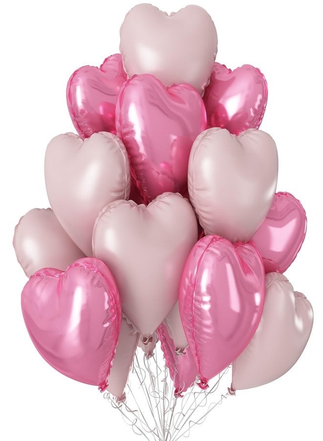 Sowide Light Pink Heart Balloons,12Pcs 18 Inch Pastel Baby Pink Helium Foil Love Heart Shaped Balloons for Bridal Wedding Engagement Party Anniversary Birthday Baby Shower Valentines Day Decorations - Image 1