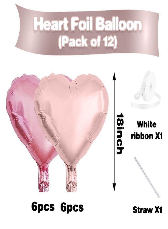 Sowide Light Pink Heart Balloons,12Pcs 18 Inch Pastel Baby Pink Helium Foil Love Heart Shaped Balloons for Bridal Wedding Engagement Party Anniversary Birthday Baby Shower Valentines Day Decorations - Image 2