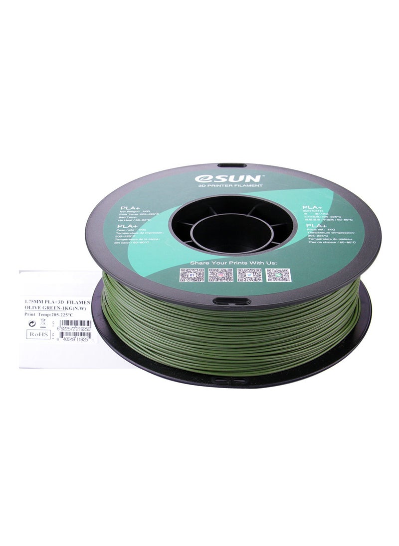 eSUN - Esun 3D Printer Filament PLA+ 1.75 mm Dimensional Accuracy +/- 0.05 mm 1 Kg (2.2 lbs) Spool 3D Printing Material for 3D Printers – Olive Green - Image 1