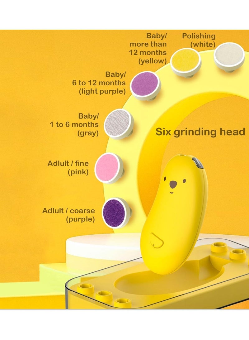 Xkimos Electric Nail Clippers,Rechargeable Nail Cutter Electric/Baby Nail Trimmer/Nail Cutter/Nail Clipper With Night Light and 6 Filing Heads for Baby and Adult - Image 2