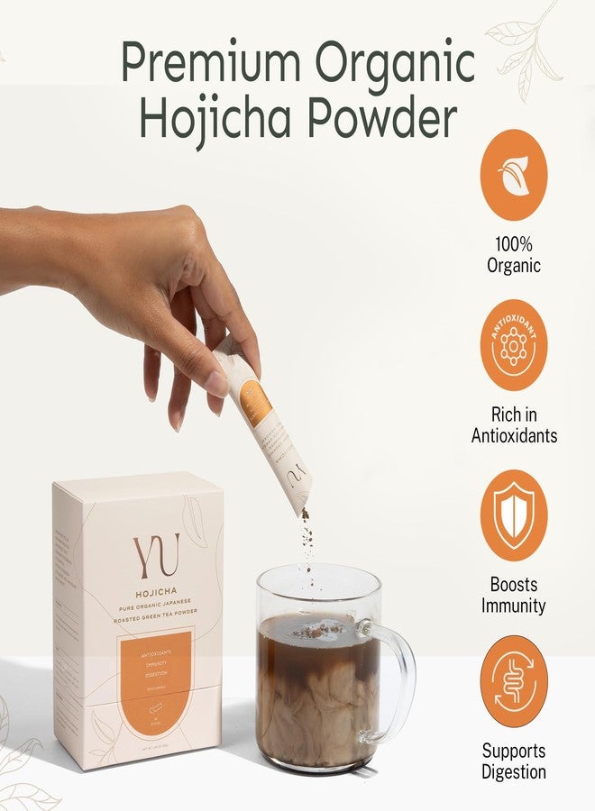 Yu Tea Organic Hojicha Green Tea Powder, 30 Instant Packets | Rich in Antioxidants & EGCG | Pure Japanese Roasted Green Tea | Low Caffeine & Unsweetened Matcha Alternative | Single Serve Sticks - Image 2