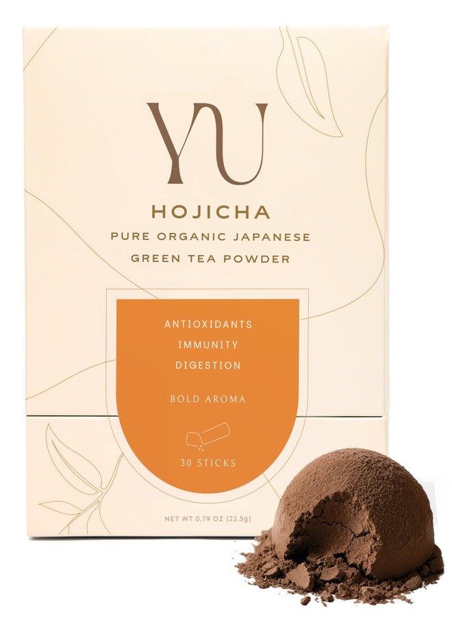 Yu Tea Organic Hojicha Green Tea Powder, 30 Instant Packets | Rich in Antioxidants & EGCG | Pure Japanese Roasted Green Tea | Low Caffeine & Unsweetened Matcha Alternative | Single Serve Sticks - Image 1