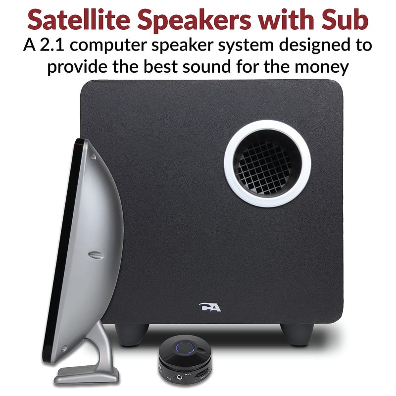 Cyber Acoustics نظام مكبرات الصوت متعدد الوسائط Cyber Acoustics CA-3610 2.1 مع مضخم صوت، مكبرات صوت كمبيوتر مثالية لجهاز الكمبيوتر أو ماك، رائعة للموسيقى والأفلام والألعاب - Image 2